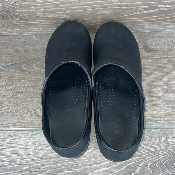 Sanita Pro Textured Black Oiled Leather Women’s 11.5/EU 42 Slip-On Mules Clogs - Picture 5 of 12